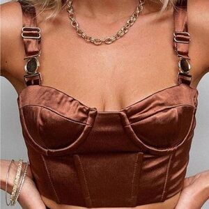 Princess Polly brown and gold corset top